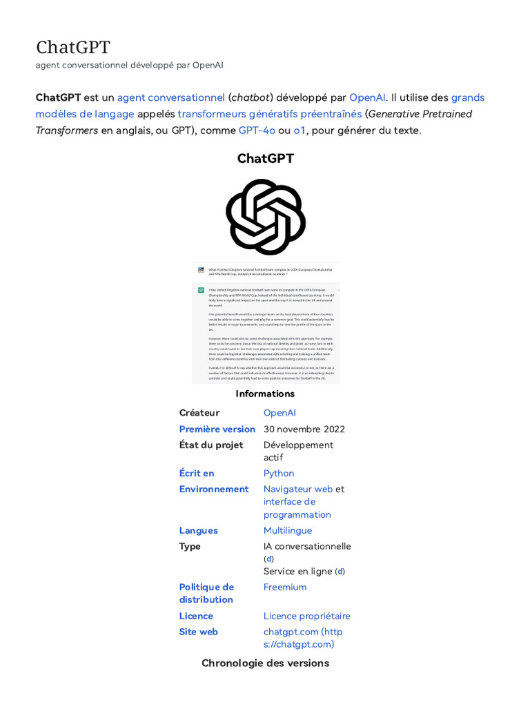 ChatGPT : Agent conversationnel IA d'OpenAI | PDF | Intelligence ...