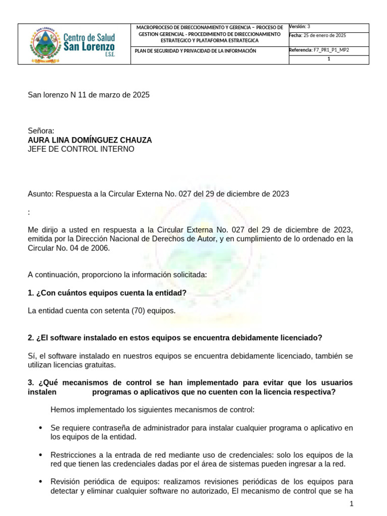 Plan de Seguridad de la Información 2025 | PDF | Archivo de computadora ...