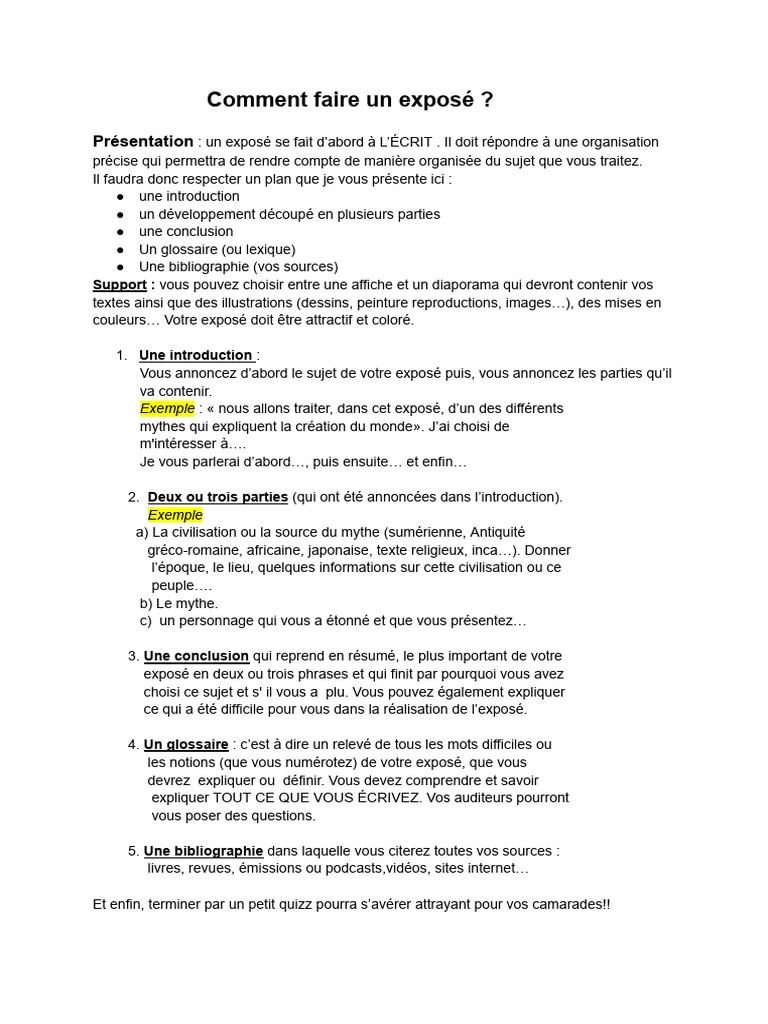 Guide pour réaliser un exposé efficace PDF — free download