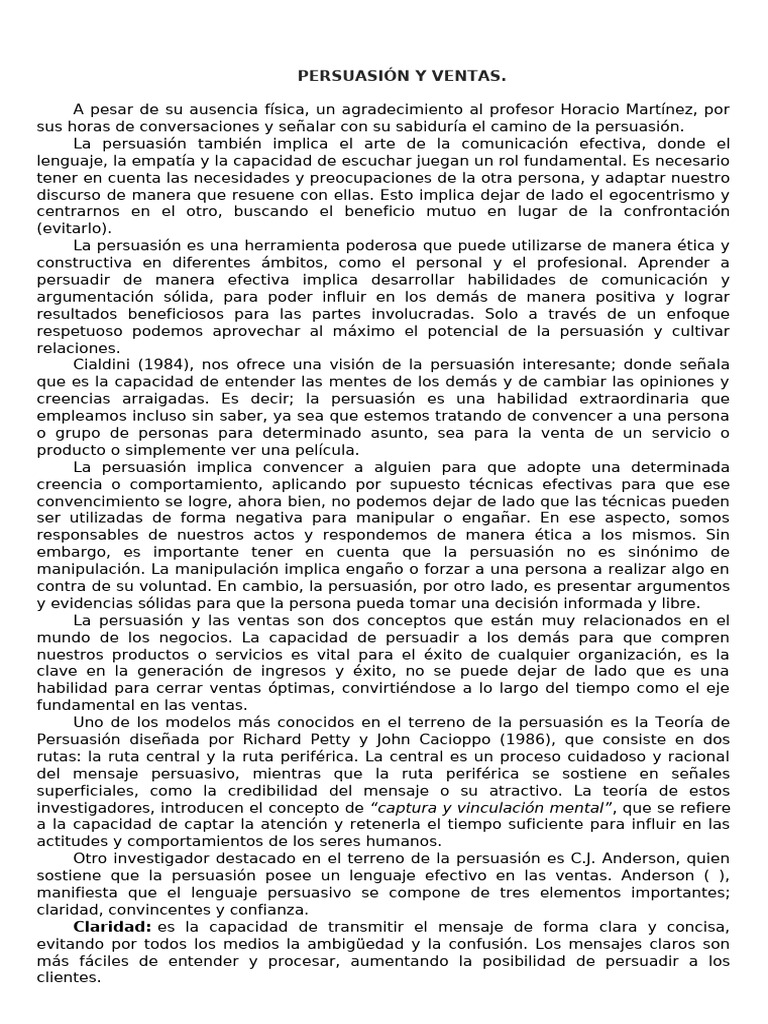 Persuasión Efectiva en Ventas | PDF | Persuasión
