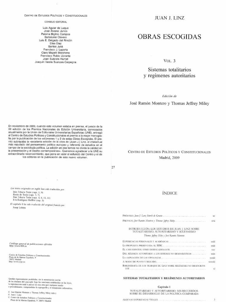Totalitarismo y autoritarismo según Linz | PDF | Autoritarismo ...