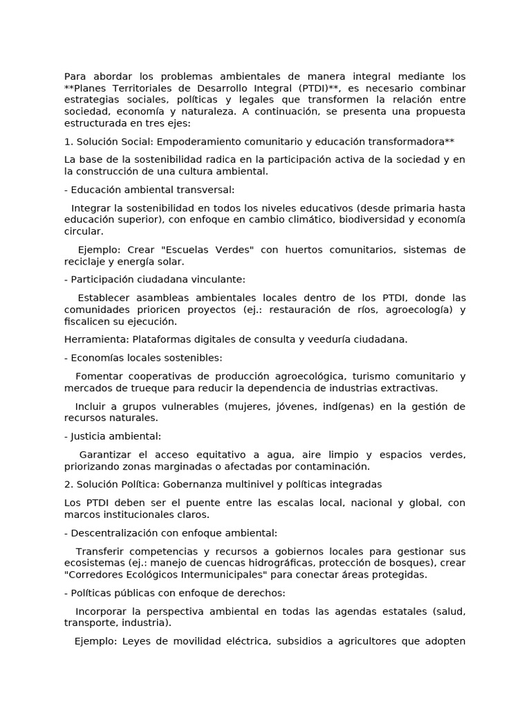 Estrategias para PTDI y Sostenibilidad Ambiental | PDF ...