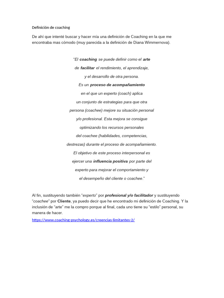 Definición y Proceso del Coaching | PDF