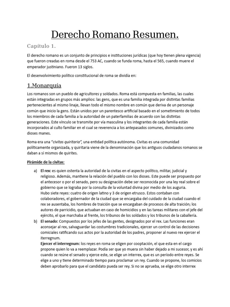 DERECHO ROMANO RESUMEN FINAL | PDF | Republica Romana | Roma antigua