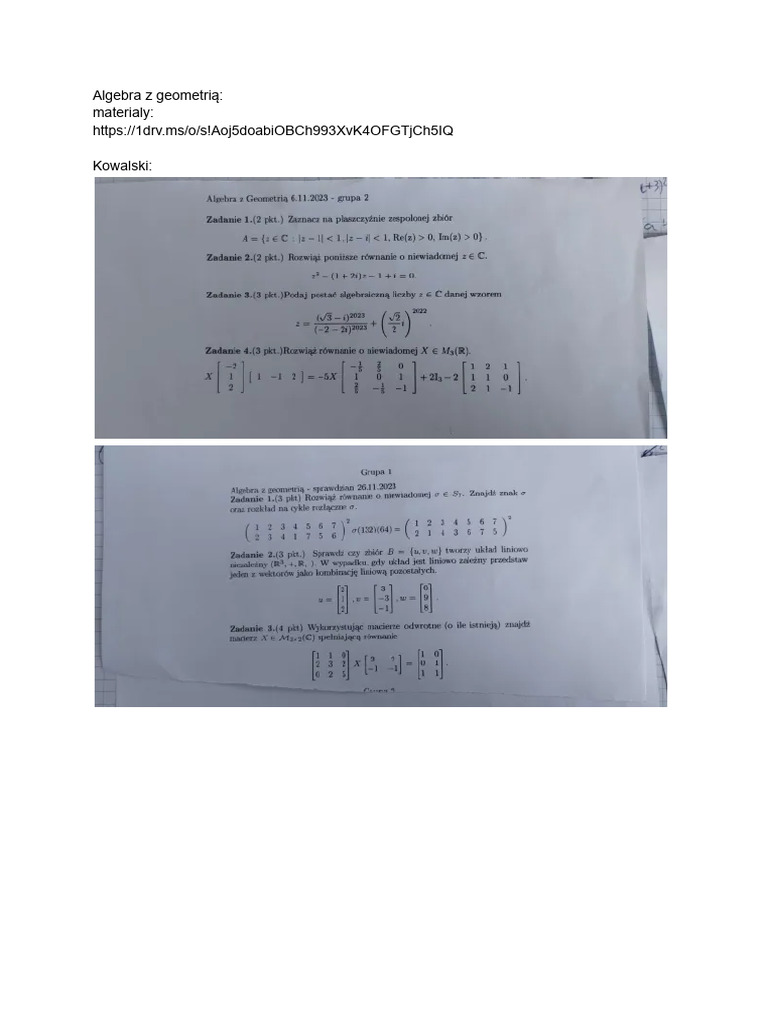 Algebra Z Geometrią | PDF