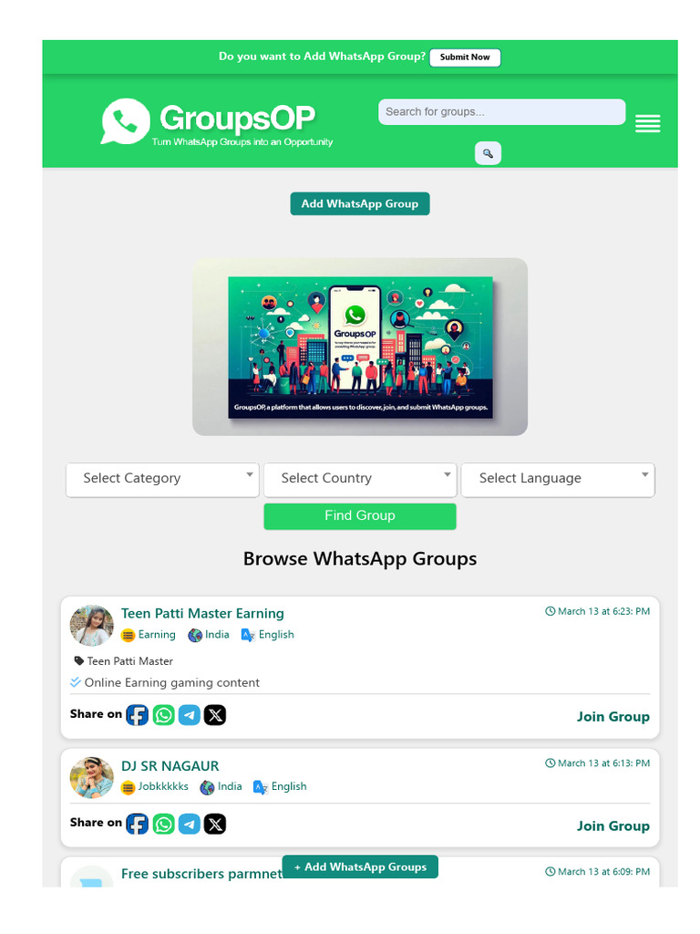 GroupsOP WhatsApp Groups Links Updated 2026 | PDF | Languages Of India