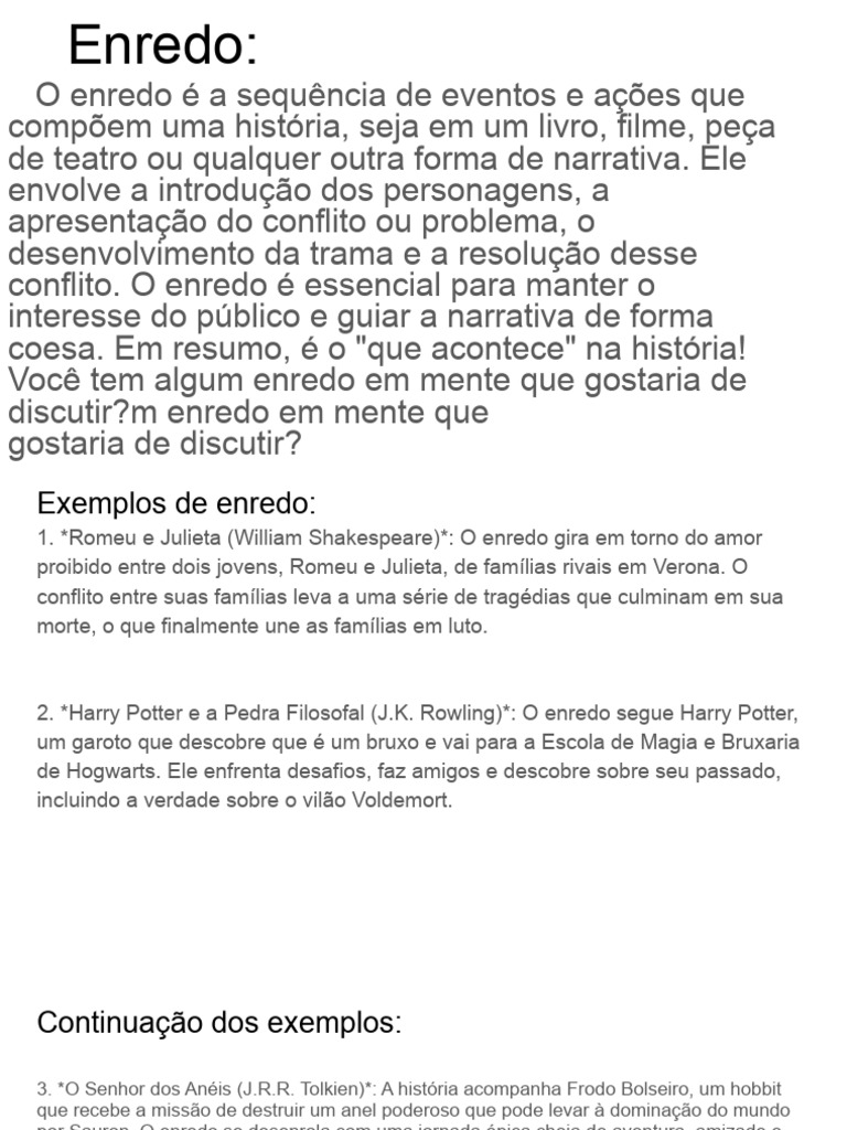 O que é Enredo em Narrativas | PDF | Enredo (narrativa) | Narrativa