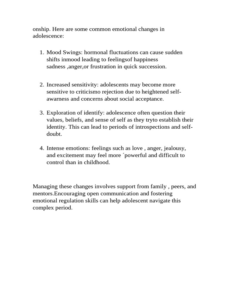 Emotional and Social Changes in Adolescence | PDF