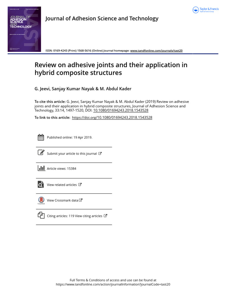 Adhesive Joints in Hybrid Composites | PDF | Composite Material | Adhesive