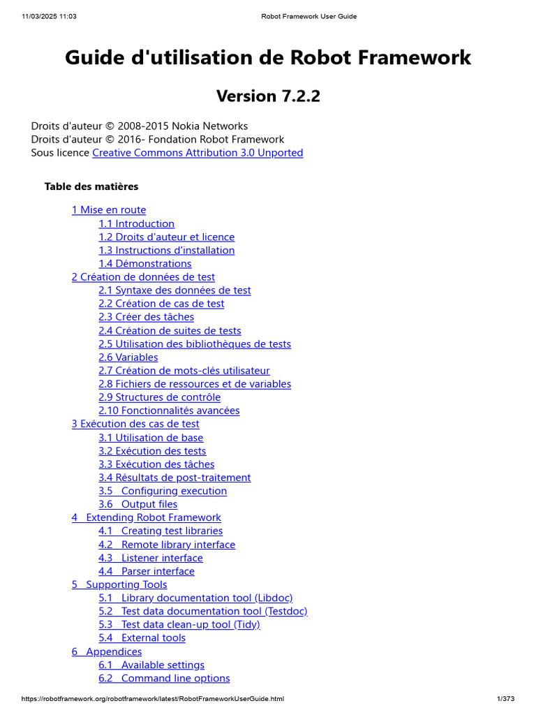 Robot Framework User Guide | PDF | Bibliothèque logicielle | Ingénierie ...