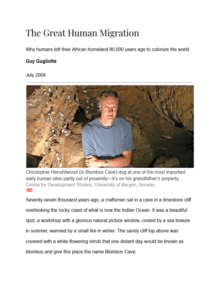 Human Migration from Africa Explained | PDF | Mitochondrial Dna | Human ...