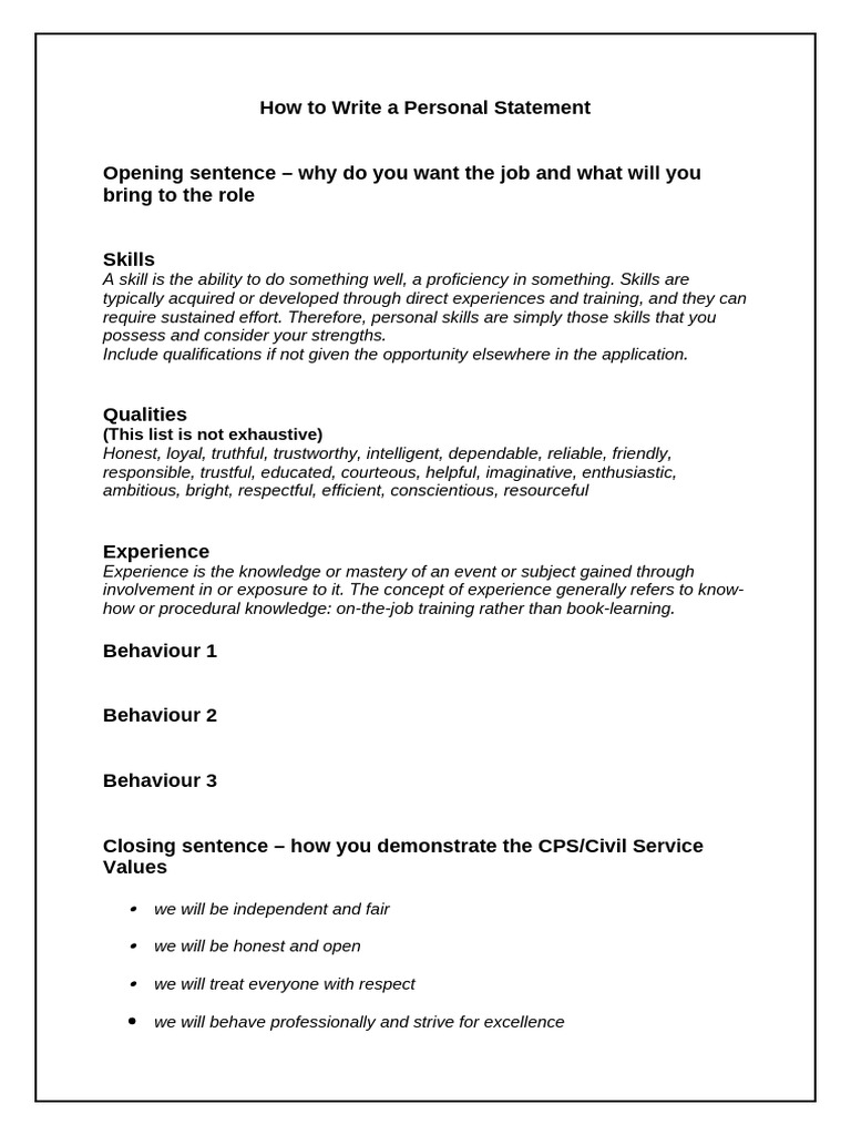 Crafting an Effective Personal Statement | PDF