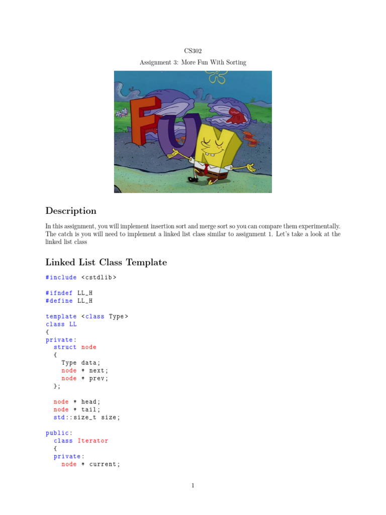 Sorting Algorithms with Linked Lists | PDF | Object Oriented ...