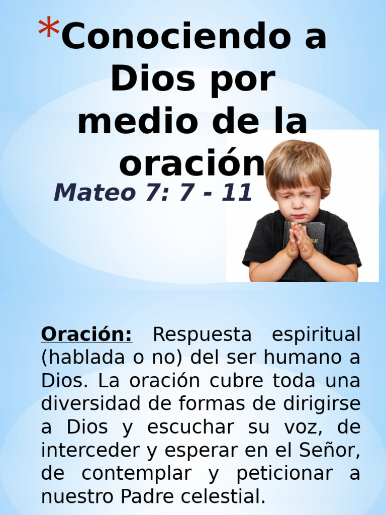 Oración: Conociendo a Dios en Mateo 7 | PDF | Oración | Creencia ...