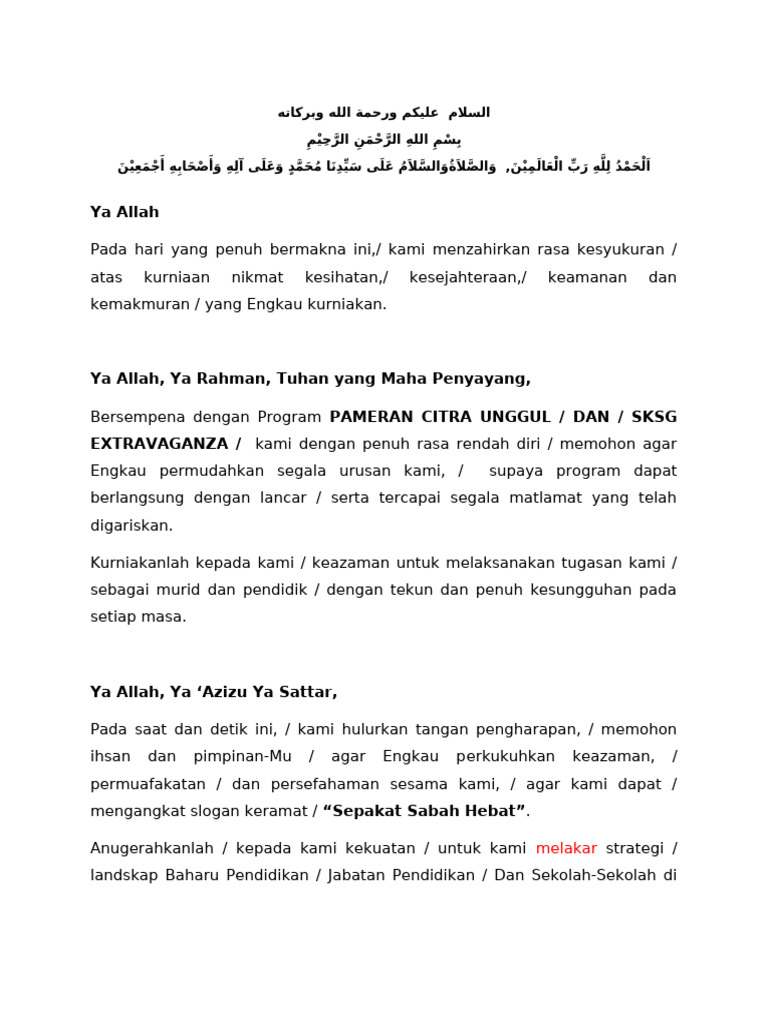 Doa Kesyukuran untuk Program Pendidikan | PDF