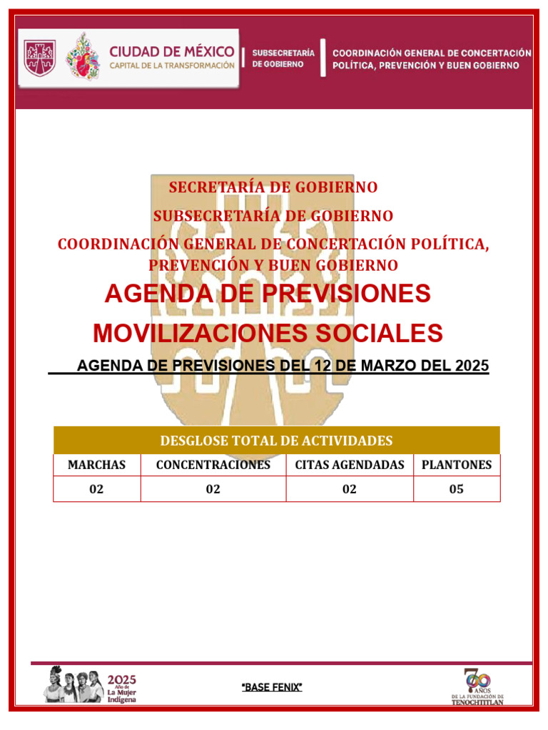 Agenda de Movilizaciones Sociales 2025 | PDF | México | Ciudad de México