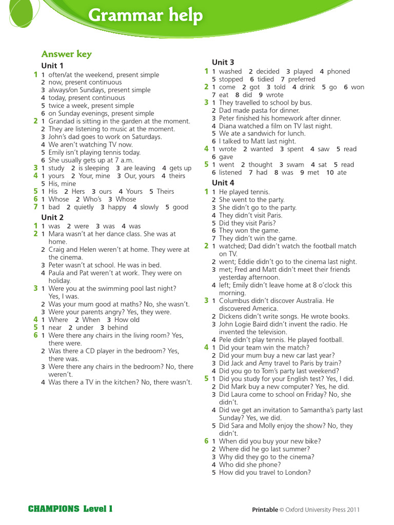l1grammarhelp_answerkey | PDF