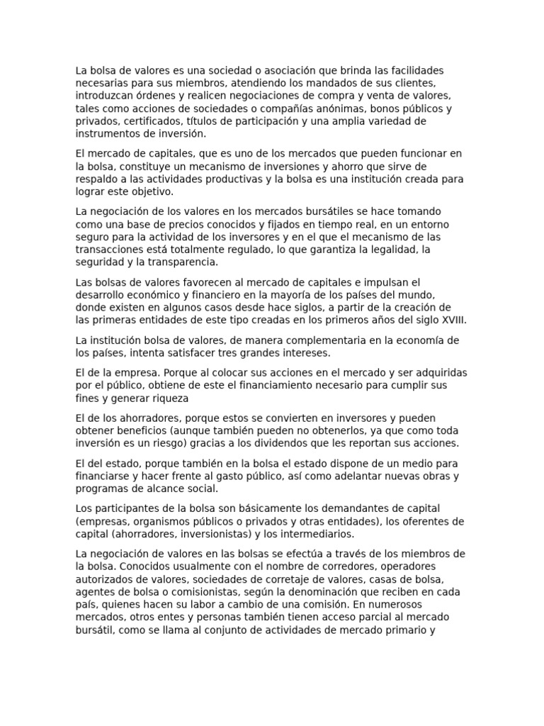Qué es la bolsa de valores | PDF | Bolsa | Economias