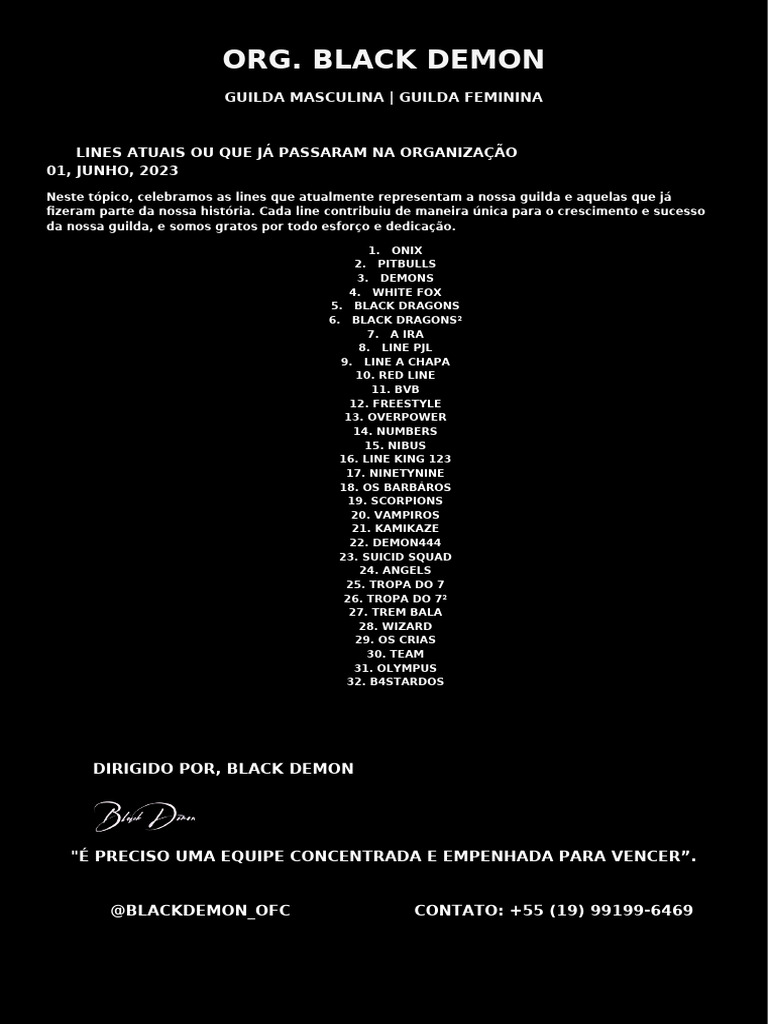 Lines da Guilda Black Demon | PDF