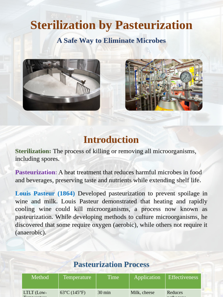 Sterilization by Pasteurizations | PDF | Food Preservation | Milk