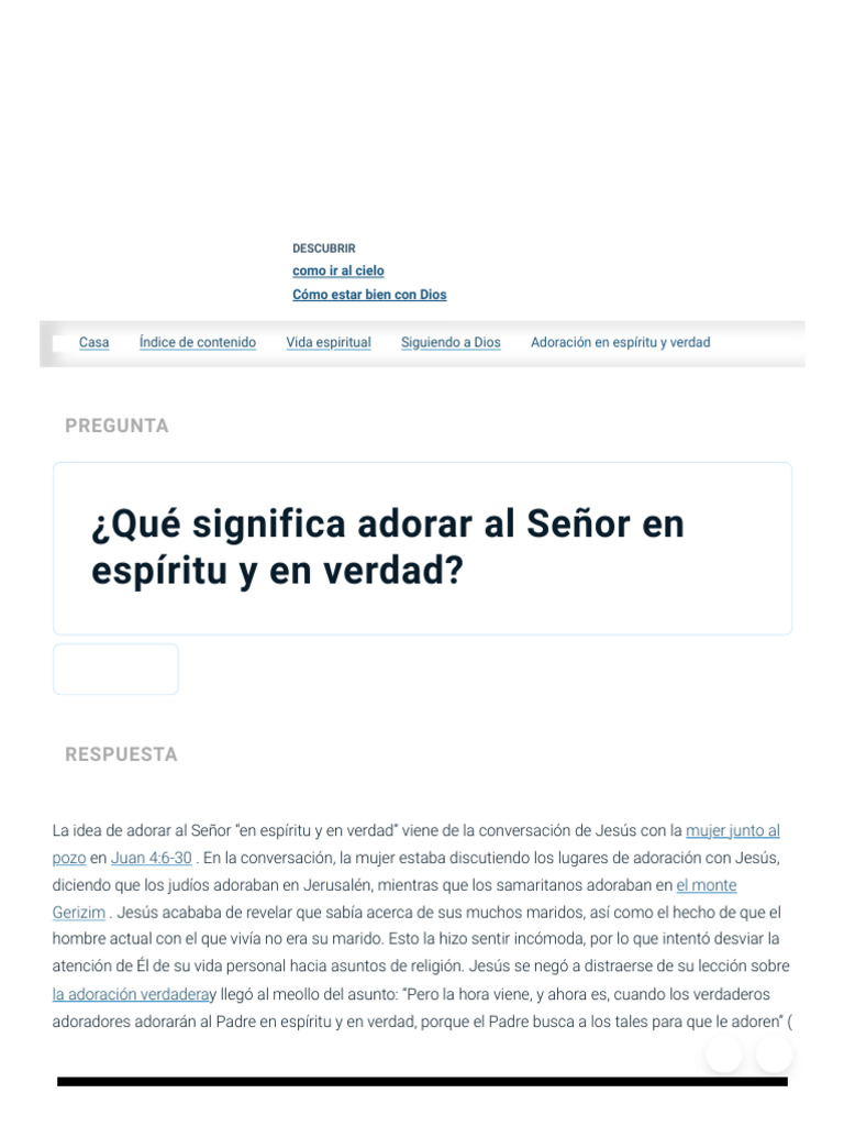 ¿Qué Significa Adorar Al Señor en Espíritu y en Verdad | PDF | Jesús ...