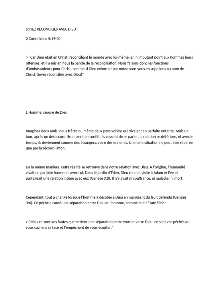 Réconciliation avec Dieu: Un Appel | PDF | Péché originel | Épître aux ...