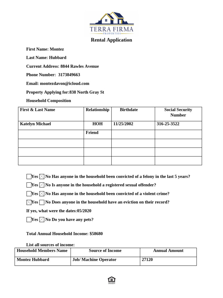 Zillow Application Without SSN | PDF