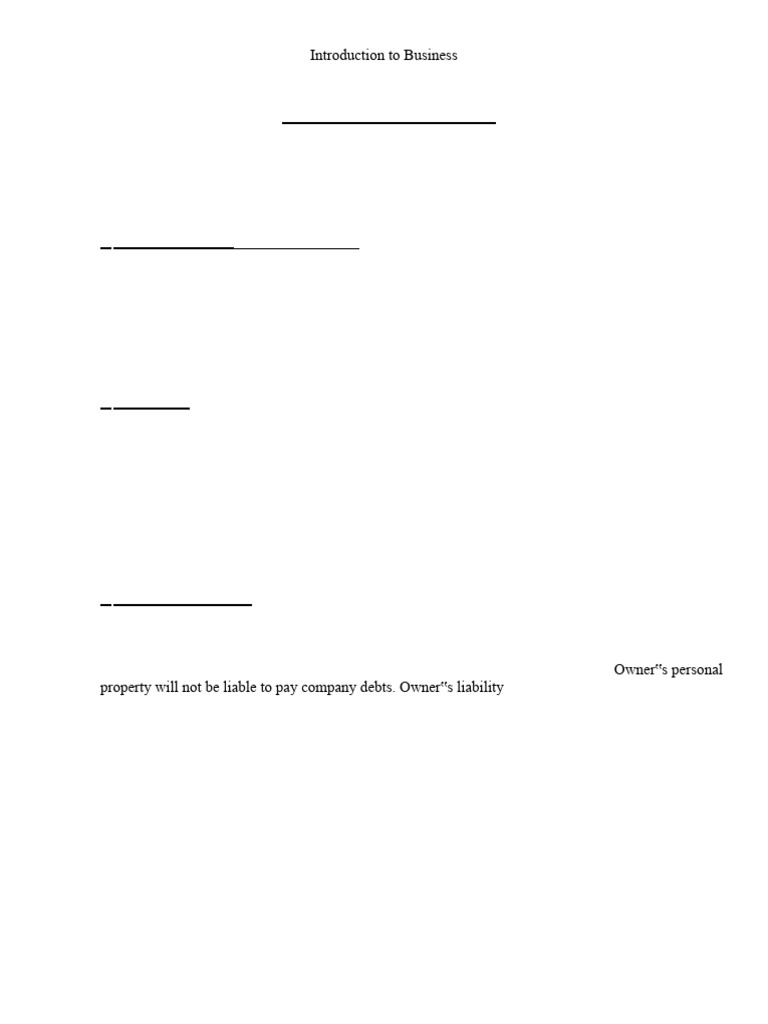 2nd Week Introdution To Business Notes | PDF | Partnership | Sole ...