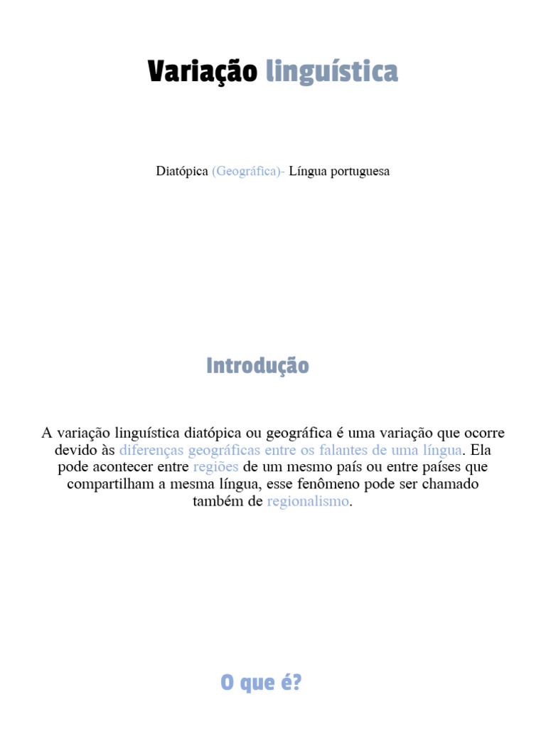 Variação Linguística Diatópica na Língua Portuguesa | PDF