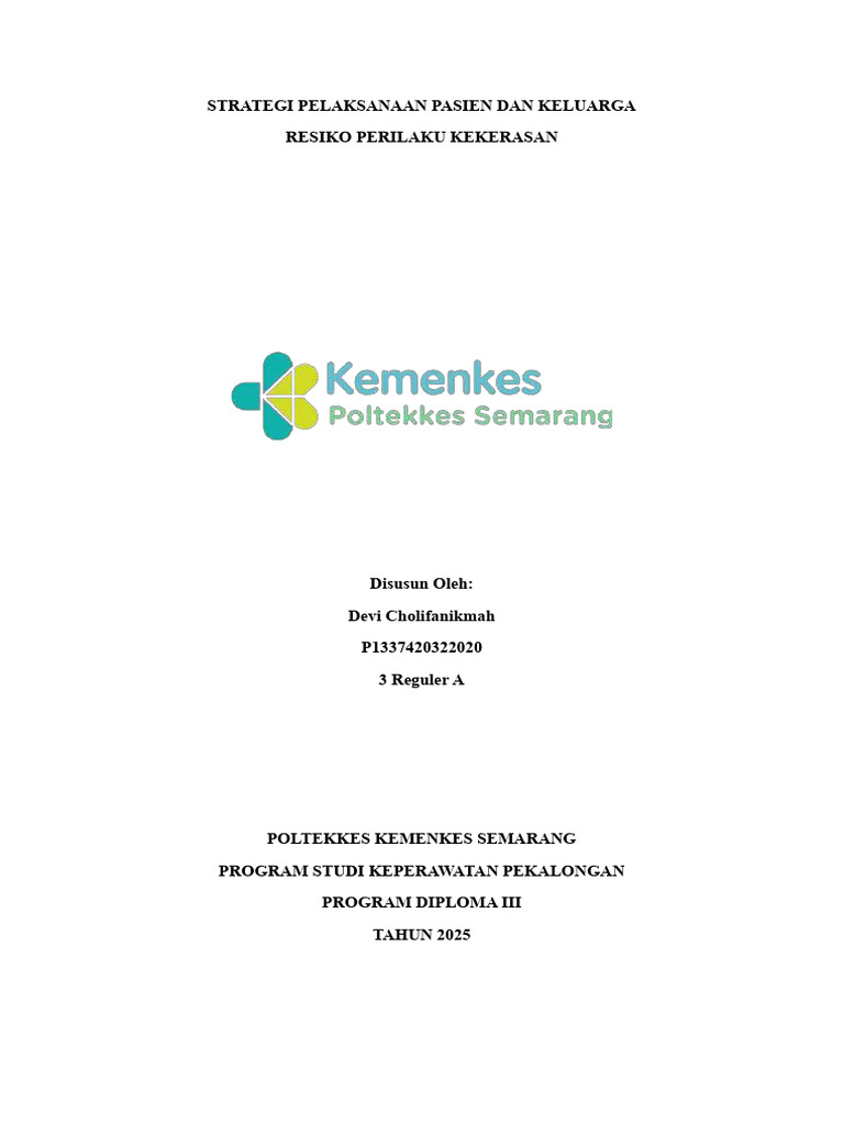 Strategi Keperawatan Mengatasi Kekerasan | PDF