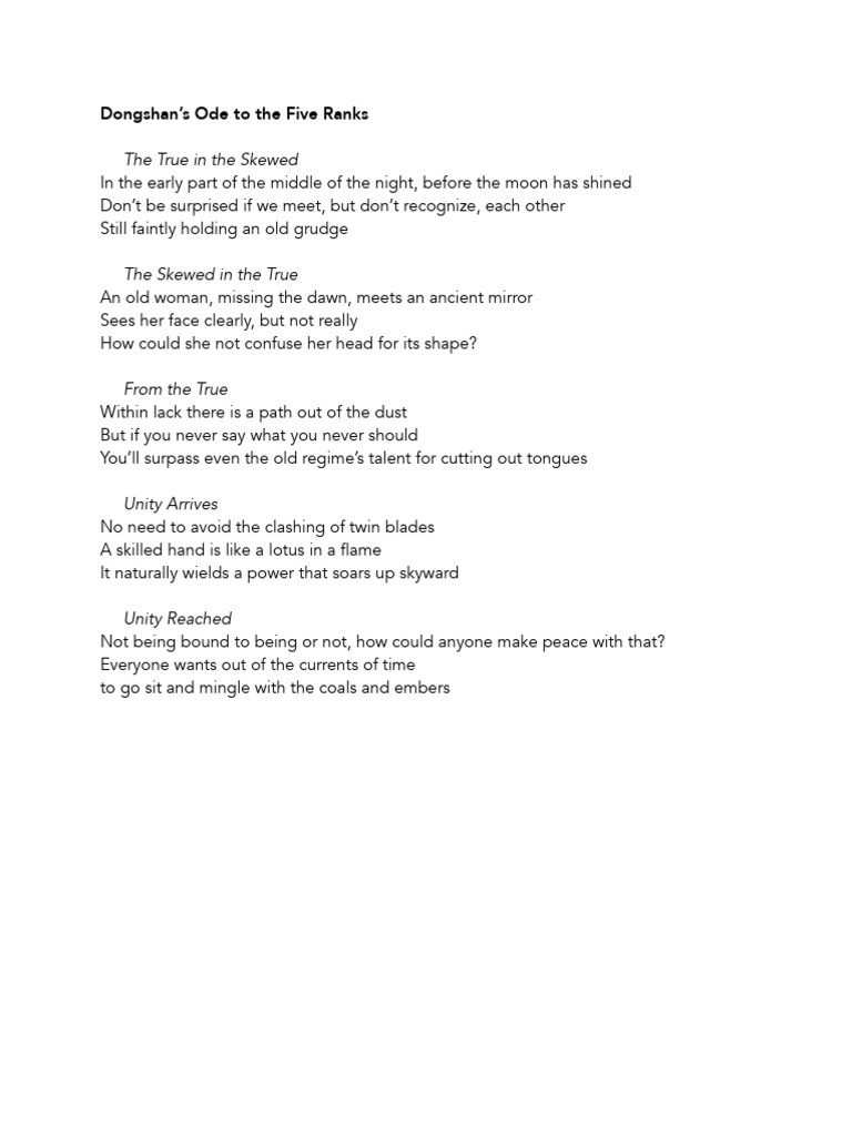 Dongshans Ode To The Five Ranks | PDF