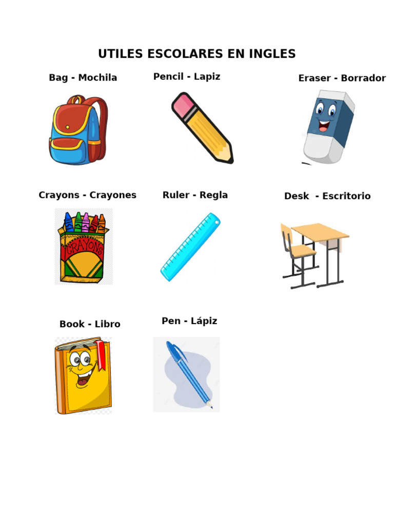Útiles escolares en inglés y Q'eqchi' | PDF