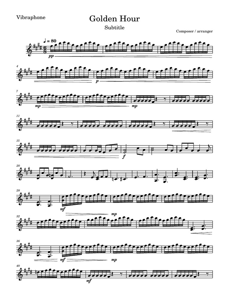 Vibraphone Score and Note Chart | PDF