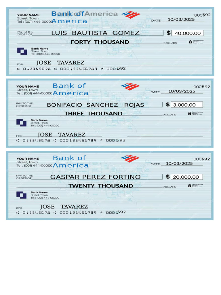 CHEQUES BANK OF AMERICA2222 (1) (1)4444444444444444 | PDF