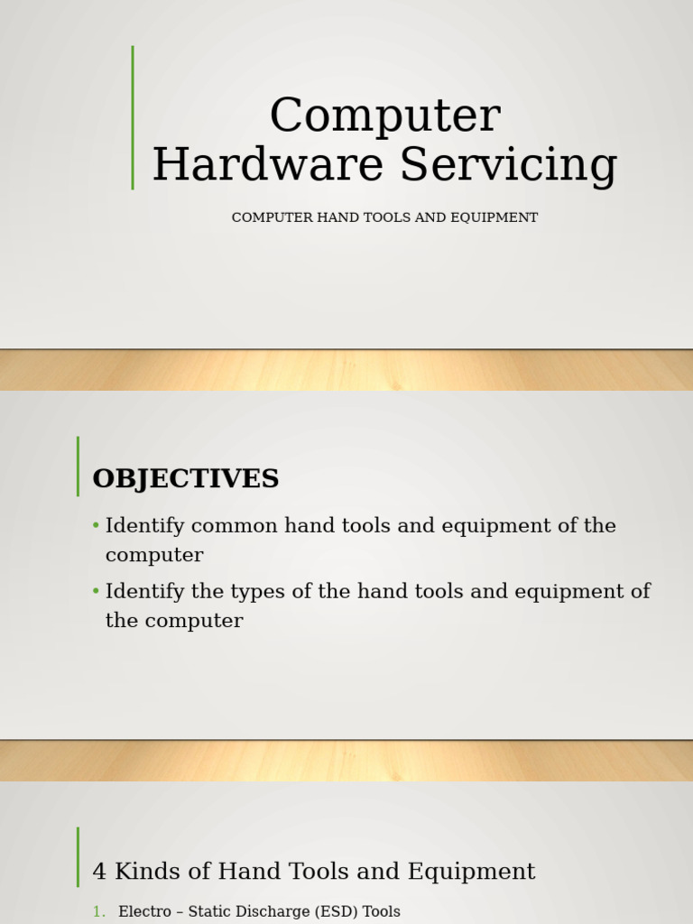 Hand Tools and Equipment - Computer Hardware Servicing5-1 | PDF ...
