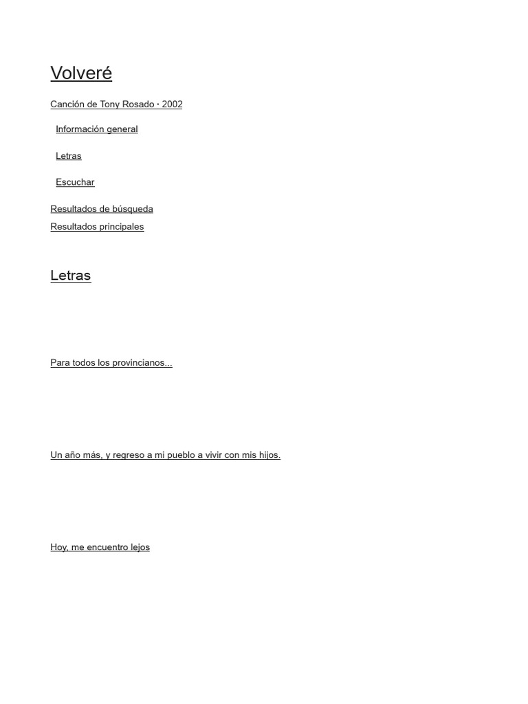 Volveré: Letra de Tony Rosado | PDF