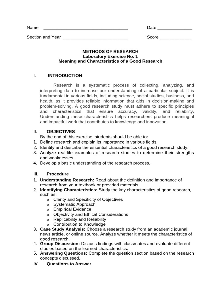 Laboratory Exercise No 1 Pdf Science Inquiry