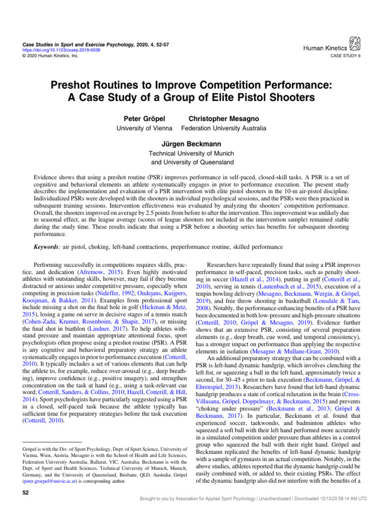 Preshot Routines To Improve Competition Performance: A Case Study of A ...