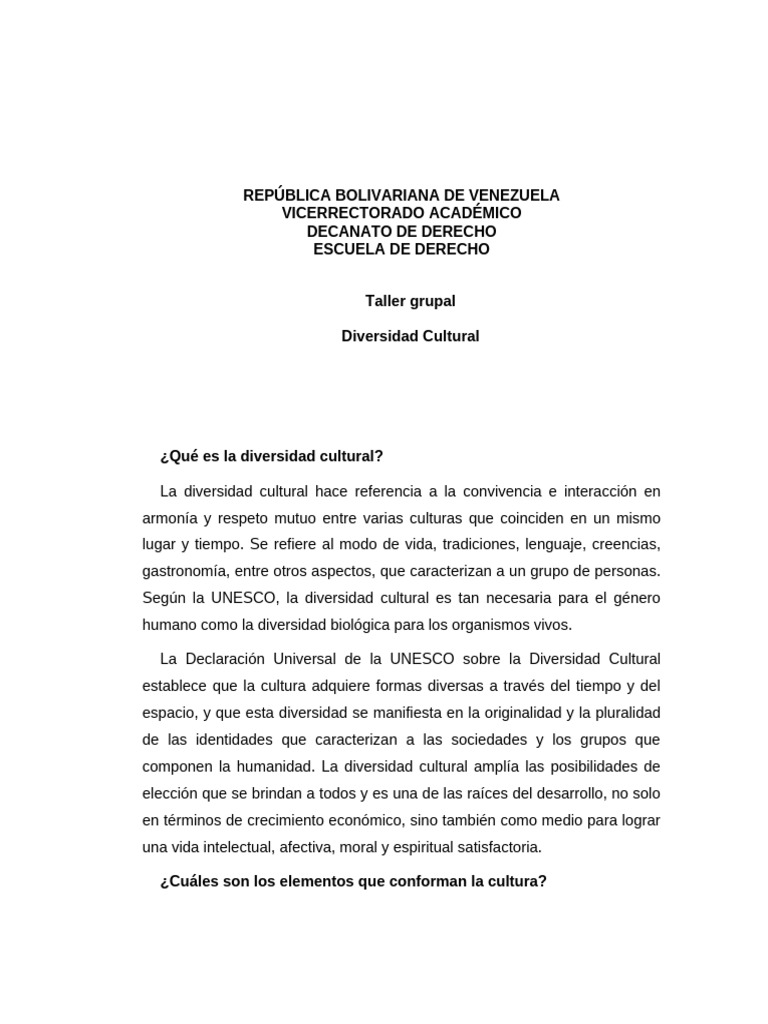 Importancia de la Diversidad Cultural | PDF | Sociedad | Tolerancia