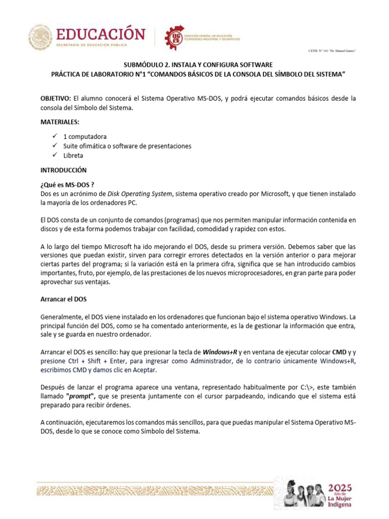 Comandos Básicos de MS-DOS en Práctica | PDF | Dos | Informática