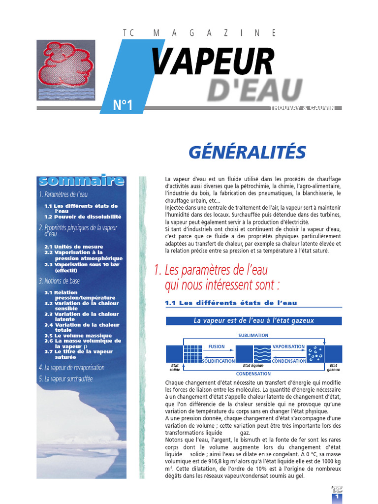 Propriétés de la vapeur d'eau et enthalpie | PDF | Enthalpie de ...