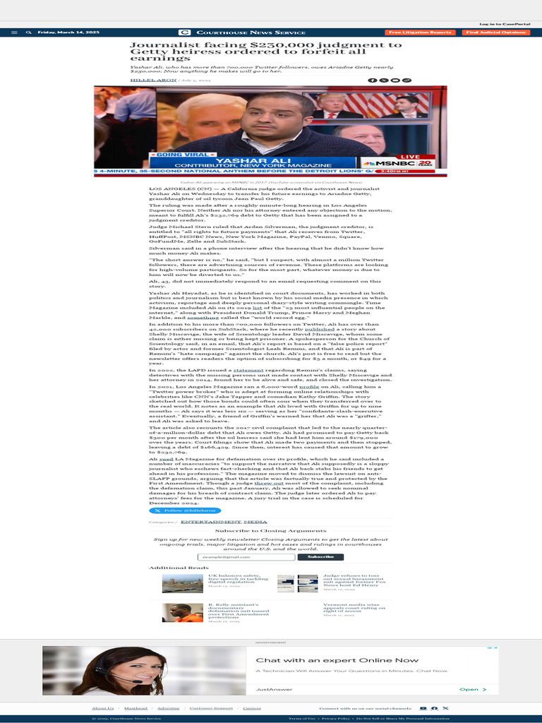 Journalist Ordered to Forfeit Earnings | PDF | Lawsuit