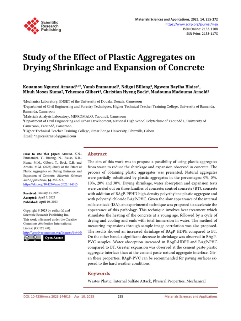 Study of The Effect of Plastic Aggregates On Dryin | PDF | Concrete ...