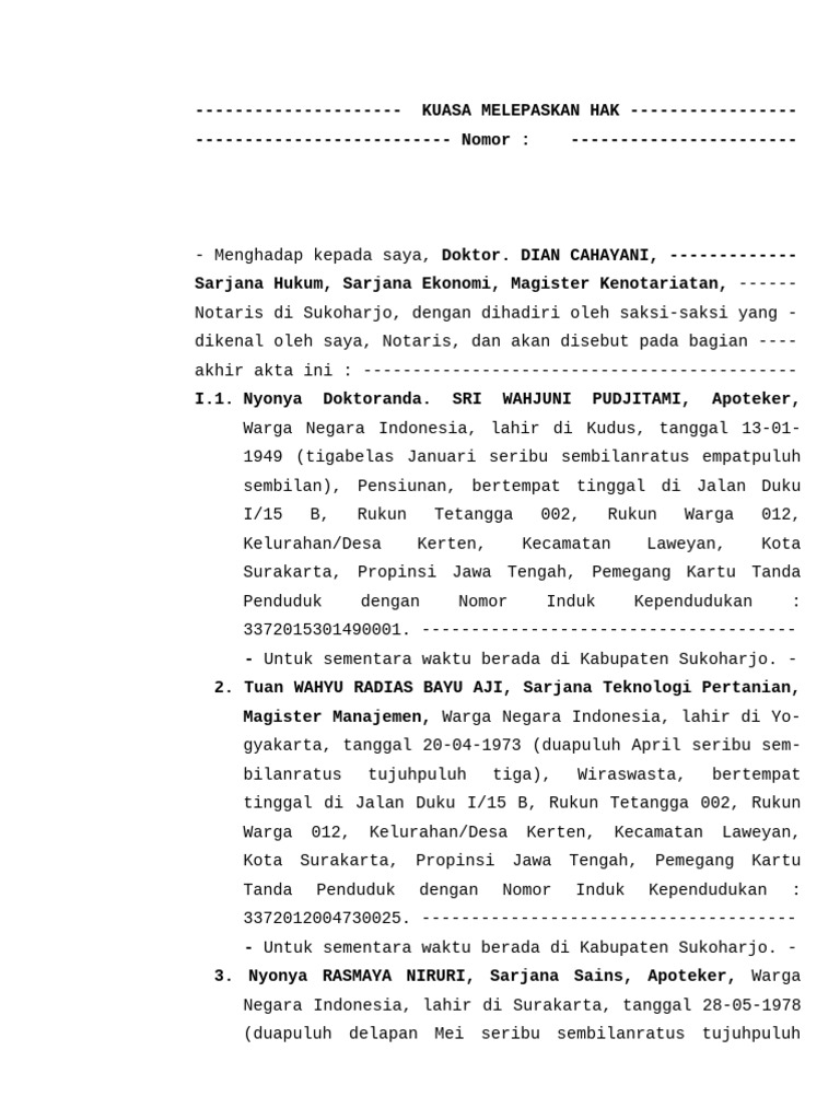 Contoh Kuasa Melepaskan Aphb | PDF