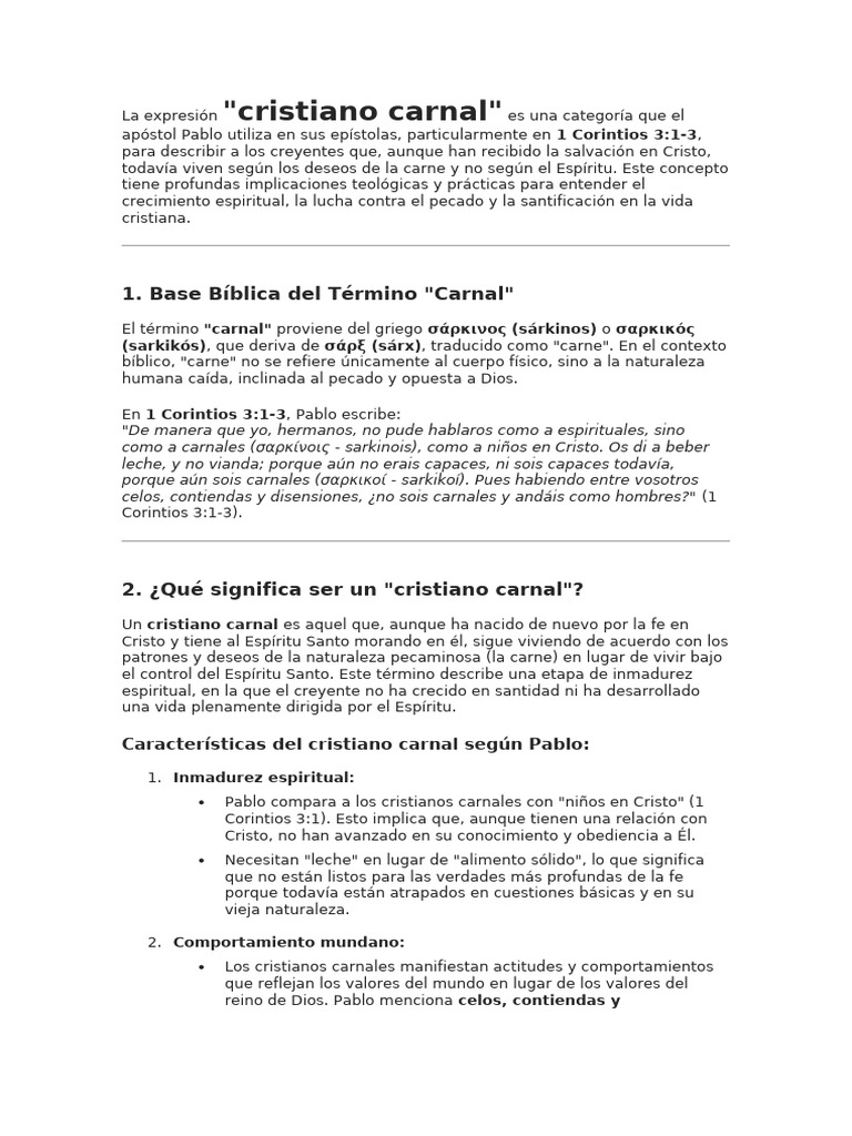 Cristianismo Carnal vs. Espiritual | PDF | espíritu Santo | Primera ...