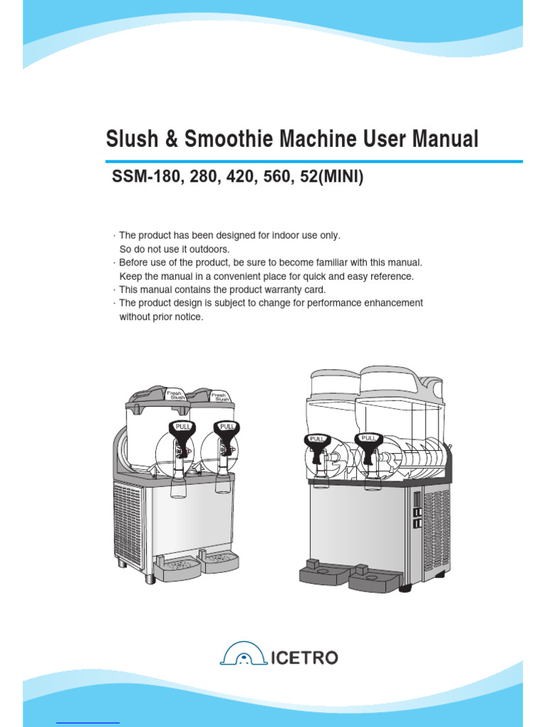 SSM-180 Slush Machine User Manual | PDF | Electrical Connector | Ac ...