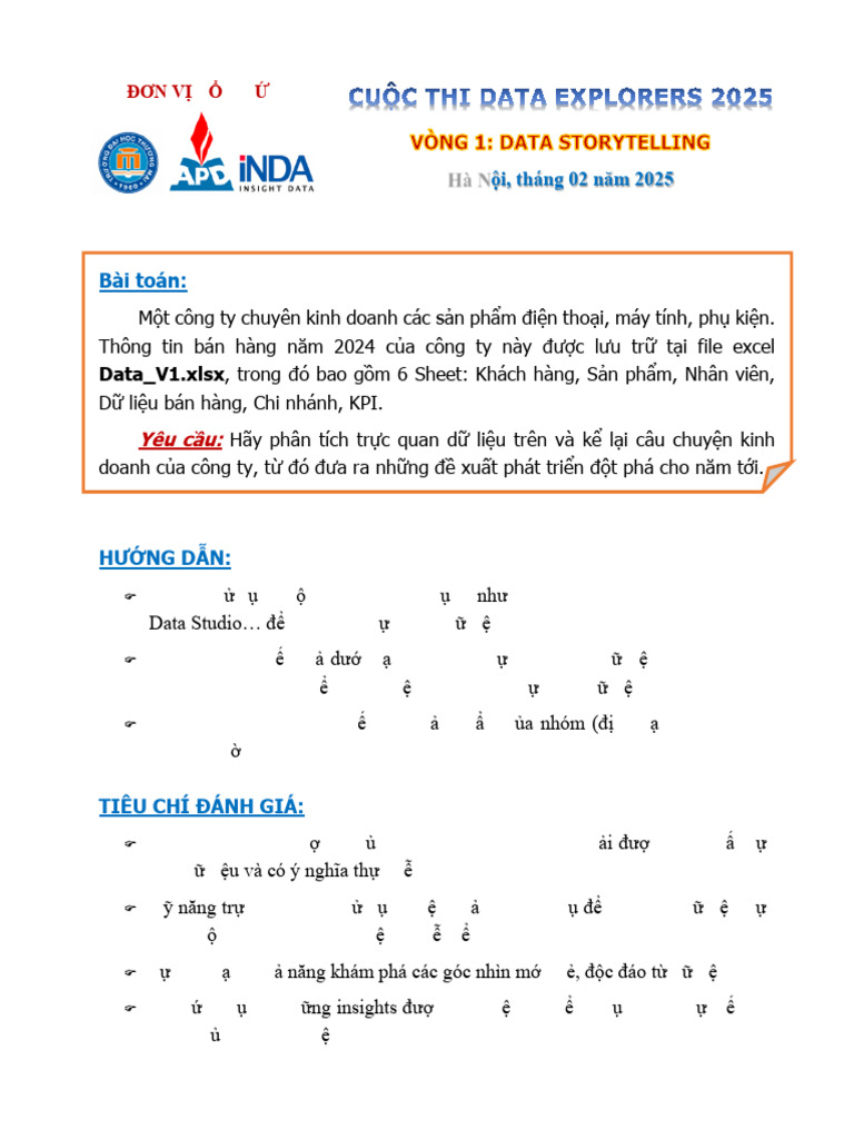 Đề thi Vòng 1 - Data Explorers 2025 | PDF