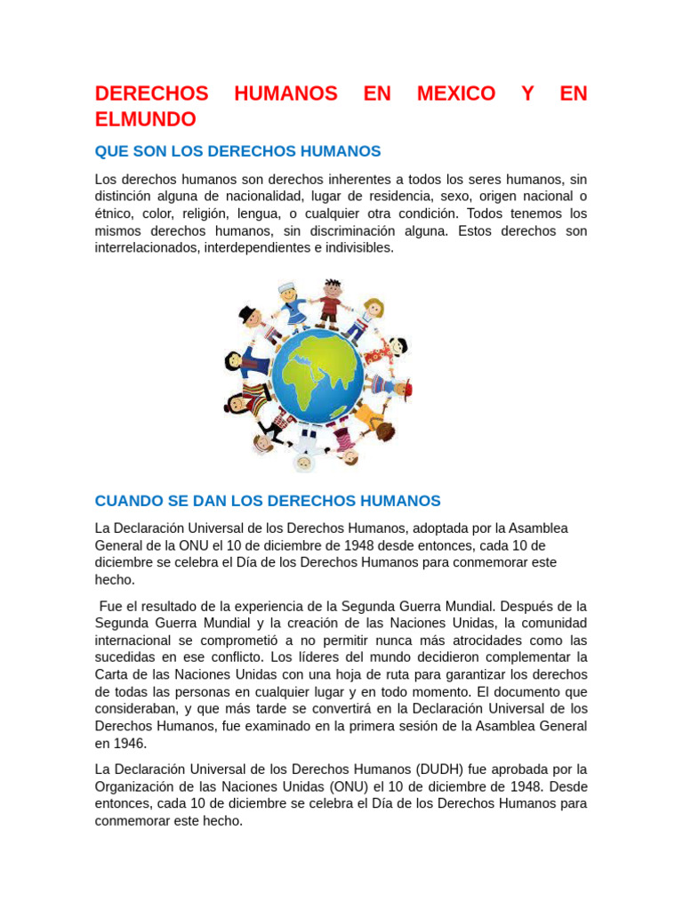 Derechos Humanos en Mexico y en Elmundo Tarea de Cris | PDF | Derechos ...