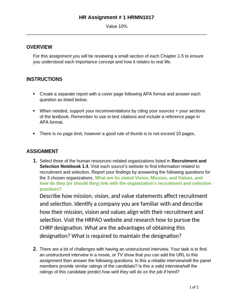 HMRN1017 HR Assignment #1 | PDF | Performance Appraisal | Discrimination