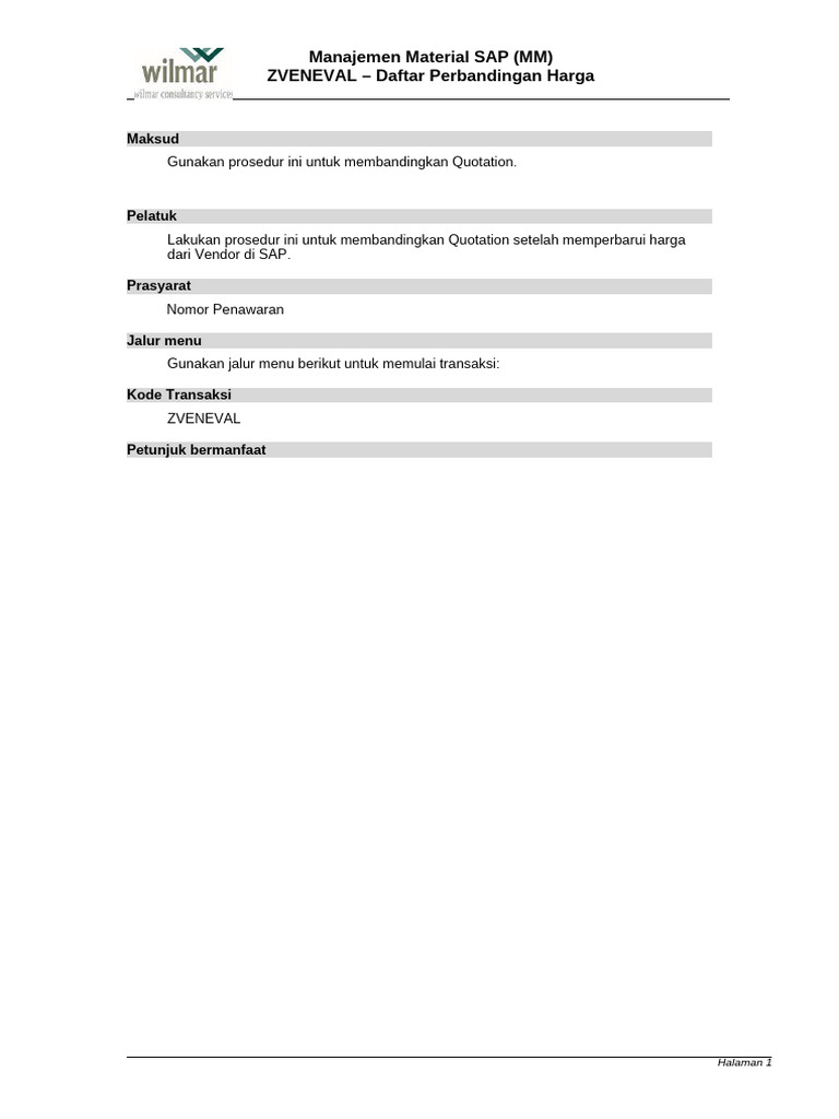 Perbandingan Quotation di SAP MM | PDF